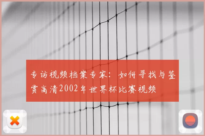 专访视频档案专家：如何寻找与鉴赏高清2002年世界杯比赛视频